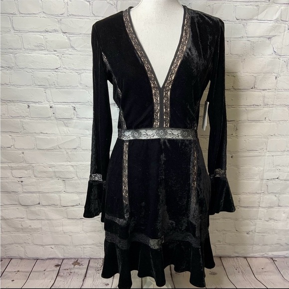 SAYLOR Dresses & Skirts - SAYLOR Sloan Black Velvet Gothic Dress Medium NWT